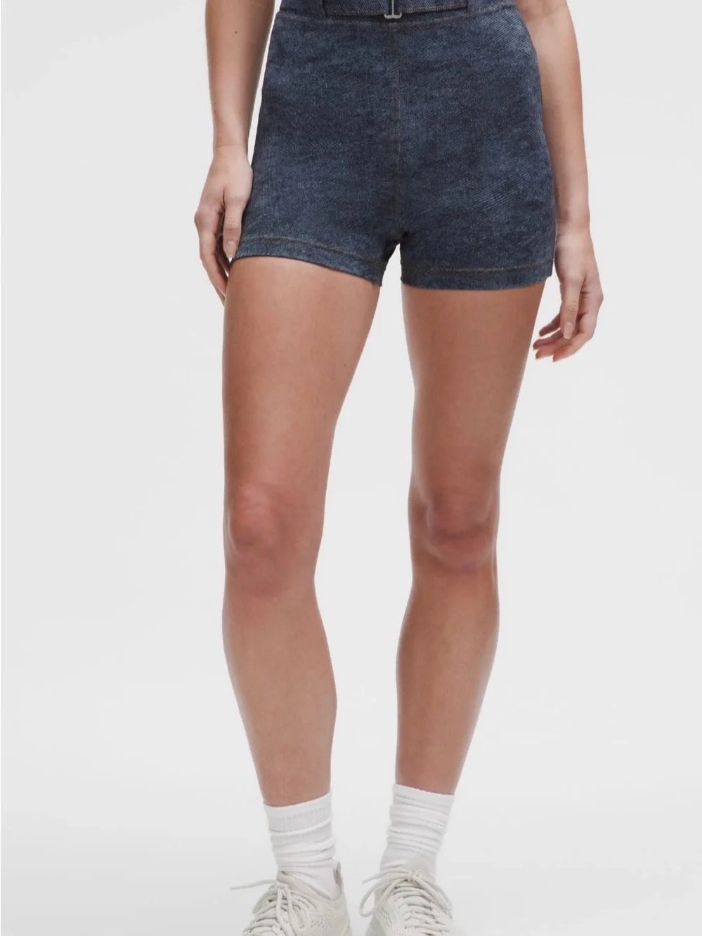 LULULEMON Everlux Printed Denim Athletic Shorts 3” Inseam Dark Wash NWT Size 4